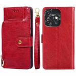 For Tecno Spark 10C Zipper Bag Leather Phone Case(Red)