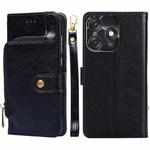 For Tecno Spark 10C Zipper Bag Leather Phone Case(Black)
