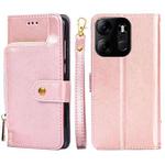 For Tecno Spark Go 2023 Zipper Bag Leather Phone Case(Rose Gold)