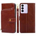 For vivo S16e Zipper Bag Leather Phone Case(Brown)