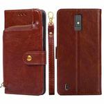 For ZTE Blade A32 Zipper Bag Leather Phone Case(Brown)