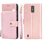 For ZTE Blade A32 Zipper Bag Leather Phone Case(Rose Gold)