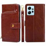 For Xiaomi Redmi Note 12 4G Global Zipper Bag Leather Phone Case(Brown)