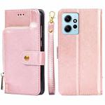 For Xiaomi Redmi Note 12 4G Global Zipper Bag Leather Phone Case(Rose Gold)
