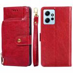 For Xiaomi Redmi Note 12 4G Global Zipper Bag Leather Phone Case(Red)