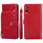 For Rakuten Hand 4G Zipper Bag Leather Phone Case(Red)
