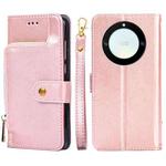 For Honor X40 Zipper Bag Leather Phone Case(Rose Gold)