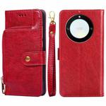 For Honor X40 Zipper Bag Leather Phone Case(Red)