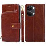 For OnePlus Ace 2V 5G Zipper Bag Leather Phone Case(Brown)