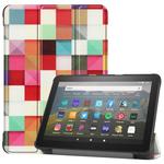 For Kindle Fire HD 8 (2020) Colored Drawing Horizontal Flip Leather Case, with Three-folding Holder & Wake-up / Sleep Function(Magic Cube)