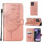For Motorola Moto G Stylus 5G 2023 Embossed Butterfly Leather Phone Case(Rose Gold)