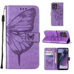 For Motorola Moto G Stylus 5G 2023 Embossed Butterfly Leather Phone Case(Light Purple)