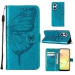For Realme 10 4G Embossed Butterfly Leather Phone Case(Blue)