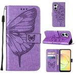For Realme 10 4G Embossed Butterfly Leather Phone Case(Light Purple)