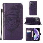 For Realme 10 Pro 5G Embossed Butterfly Leather Phone Case(Dark Purple)