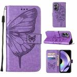 For Realme 10 Pro 5G Embossed Butterfly Leather Phone Case(Light Purple)