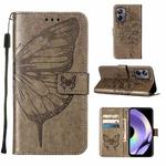 For Realme 10 Pro 5G Embossed Butterfly Leather Phone Case(Grey)