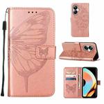 For Realme 10 Pro+ 5G Embossed Butterfly Leather Phone Case(Rose Gold)