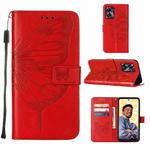 For Realme C55 Embossed Butterfly Leather Phone Case(Red)