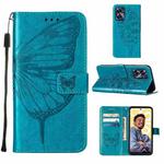 For Realme C55 Embossed Butterfly Leather Phone Case(Blue)