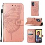 For Realme C55 Embossed Butterfly Leather Phone Case(Rose Gold)