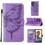 For Realme C55 Embossed Butterfly Leather Phone Case(Light Purple)