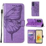 For OPPO A1 Pro / Reno8 T 5G Embossed Butterfly Leather Phone Case(Light Purple)