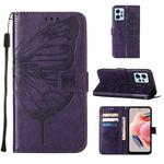 For Xiaomi Redmi Note 12 4G Global Embossed Butterfly Leather Phone Case(Dark Purple)