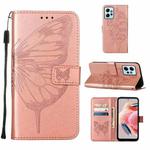 For Xiaomi Redmi Note 12 4G Global Embossed Butterfly Leather Phone Case(Rose Gold)