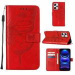 For Xiaomi Redmi Note 12 Pro+ 5G / Note 12 Explorer Embossed Butterfly Leather Phone Case(Red)