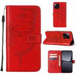 For Xiaomi 13 Embossed Butterfly Leather Phone Case(Red)