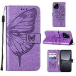 For Xiaomi 13 Embossed Butterfly Leather Phone Case(Light Purple)