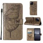 For Xiaomi 13 Embossed Butterfly Leather Phone Case(Grey)