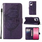 For Xiaomi 13 Lite 5G Embossed Butterfly Leather Phone Case(Dark Purple)