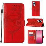 For Xiaomi 13 Lite 5G Embossed Butterfly Leather Phone Case(Red)