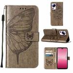 For Xiaomi 13 Lite 5G Embossed Butterfly Leather Phone Case(Grey)