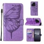 For Xiaomi 13 Pro Embossed Butterfly Leather Phone Case(Light Purple)