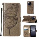For Xiaomi 13 Pro Embossed Butterfly Leather Phone Case(Grey)