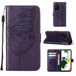 Embossed Butterfly Leather Phone Case For Xiaomi Poco X5 Pro 5G / Redmi Note 12 Pro Speed(Dark Purple)