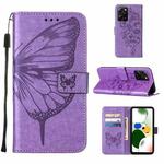 Embossed Butterfly Leather Phone Case For Xiaomi Poco X5 Pro 5G / Redmi Note 12 Pro Speed(Light Purple)