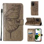 Embossed Butterfly Leather Phone Case For Xiaomi Poco X5 Pro 5G / Redmi Note 12 Pro Speed(Grey)