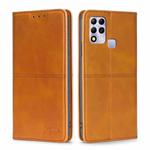 For Infinix Hot 11 RU Version Cow Texture Magnetic Horizontal Flip Leather Phone Case(Light Brown)