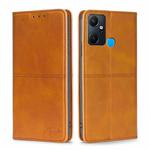 For Infinix Smart 6 Plus Cow Texture Magnetic Horizontal Flip Leather Phone Case(Light Brown)