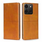 For Infinix Smart 7 Cow Texture Magnetic Horizontal Flip Leather Phone Case(Light Brown)