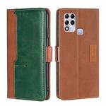 For Infinix Hot 11 Russian Version Contrast Color Side Buckle Leather Phone Case(Light Brown + Green)