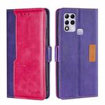 For Infinix Hot 11 Russian Version Contrast Color Side Buckle Leather Phone Case(Purple + Rose Red)