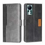 For Infinix Hot 11s NFC Contrast Color Side Buckle Leather Phone Case(Black + Grey)