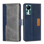 For Infinix Hot 11s NFC Contrast Color Side Buckle Leather Phone Case(Blue + Grey)