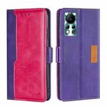 For Infinix Hot 11s NFC Contrast Color Side Buckle Leather Phone Case(Purple + Rose Red)