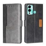 For Infinix Hot 12 Play Contrast Color Side Buckle Leather Phone Case(Black + Grey)